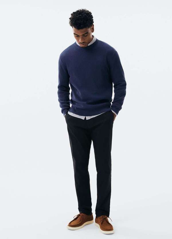 Hering - Sueter Masculino Regular em Trico Canelado Azul 4