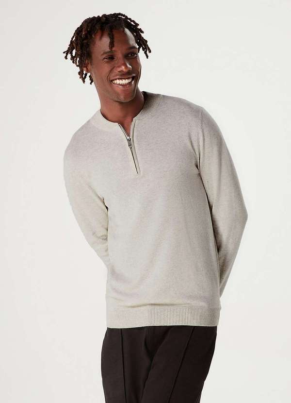 Hering - Sueter Masculino Regular em Trico Cinza