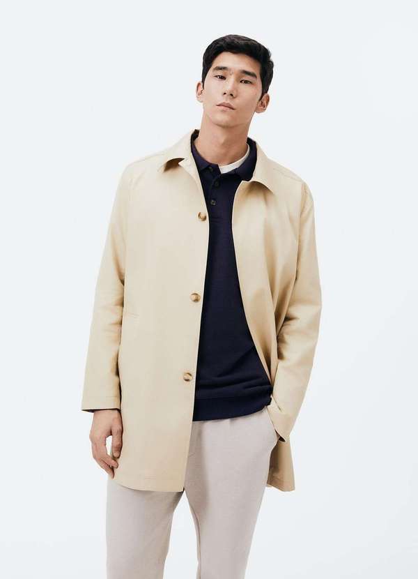 Hering - Trench Coat Masculino Regular Bege 3