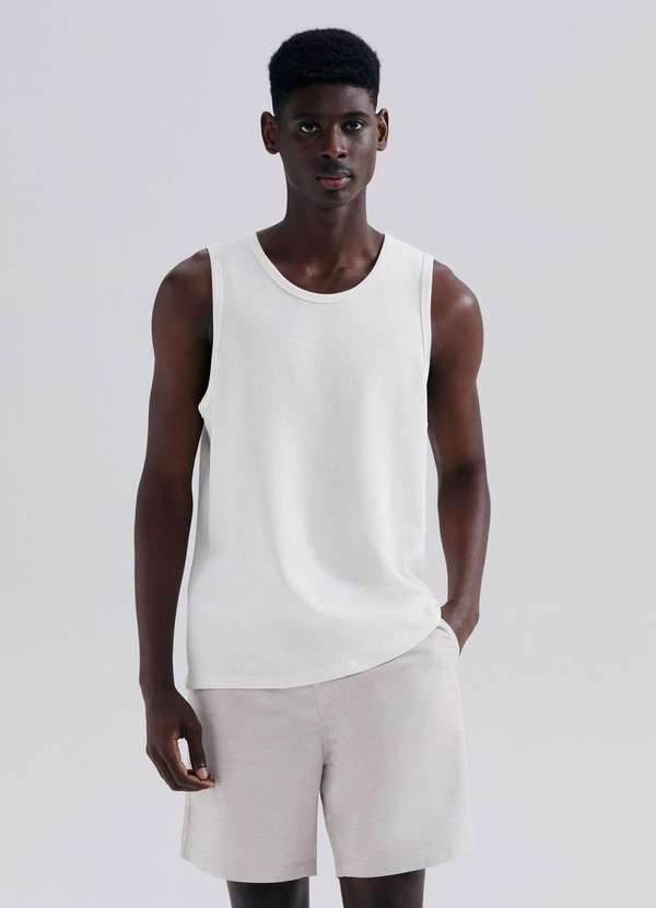 Hering - Regata Masculina em Algodao Peruano Branco