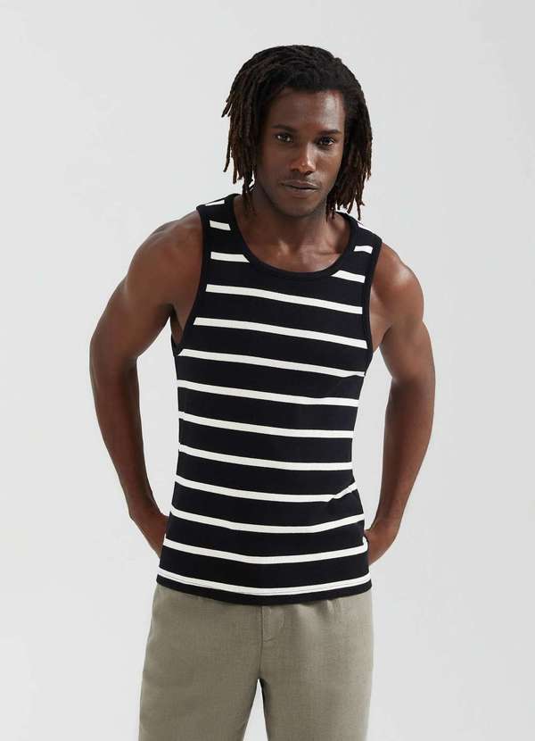 Hering - Regata Masculina Listrada em Ribana Preto 2