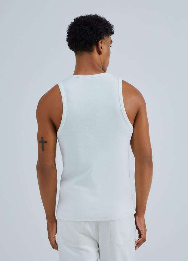 Hering - Regata Masculina Regular em Ribana Canelada Branco 3