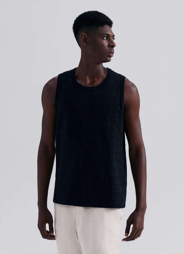 Hering - Regata Masculina Texturizada Preto