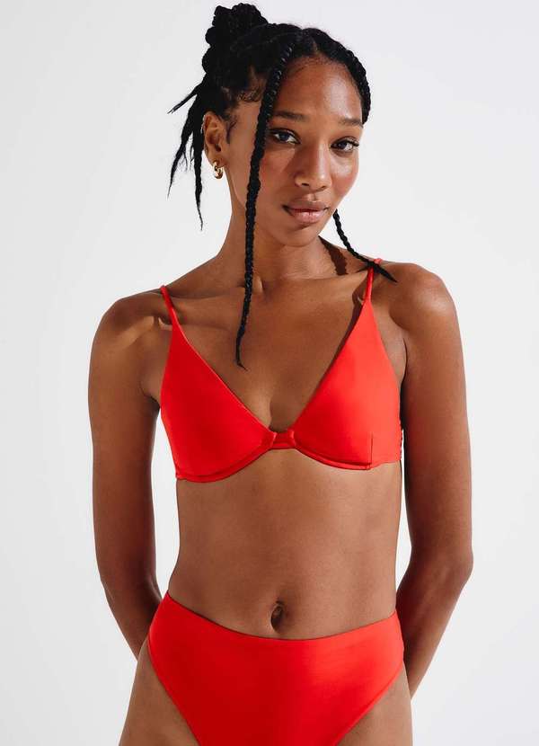 Hering - Biquini Top Triangulo com Aro Vermelho
