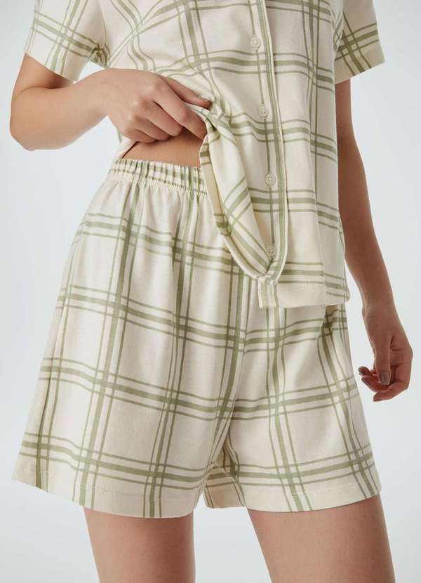 Hering - Pijama Curto Feminino Americano Estampado Verde 2