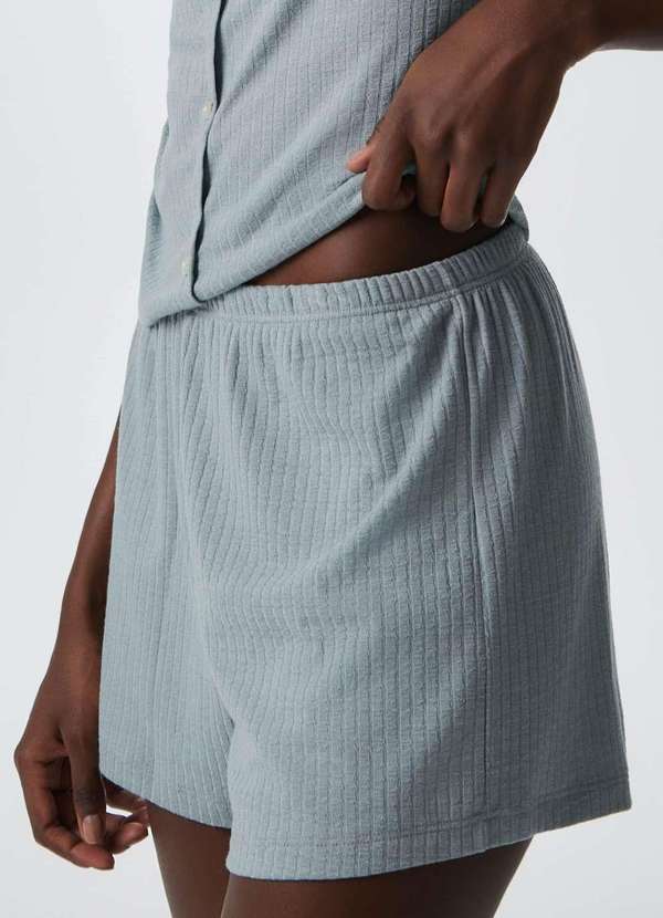 Hering - Pijama Curto Feminino Canelado Verde 3