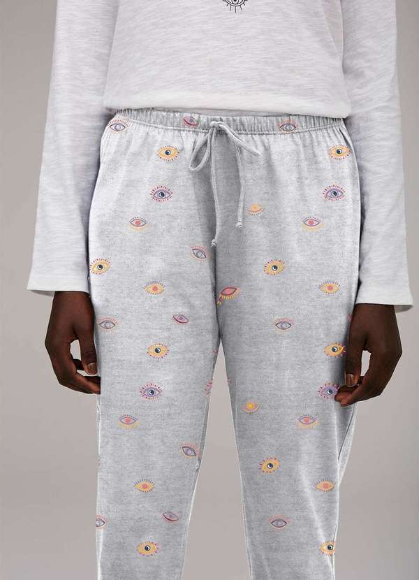 Hering - Pijama Feminino Longo Estampado em Malha de Algodao Rosa 4