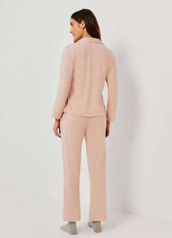 Hering - Pijama Longo Feminino com Botoes Rosa 3