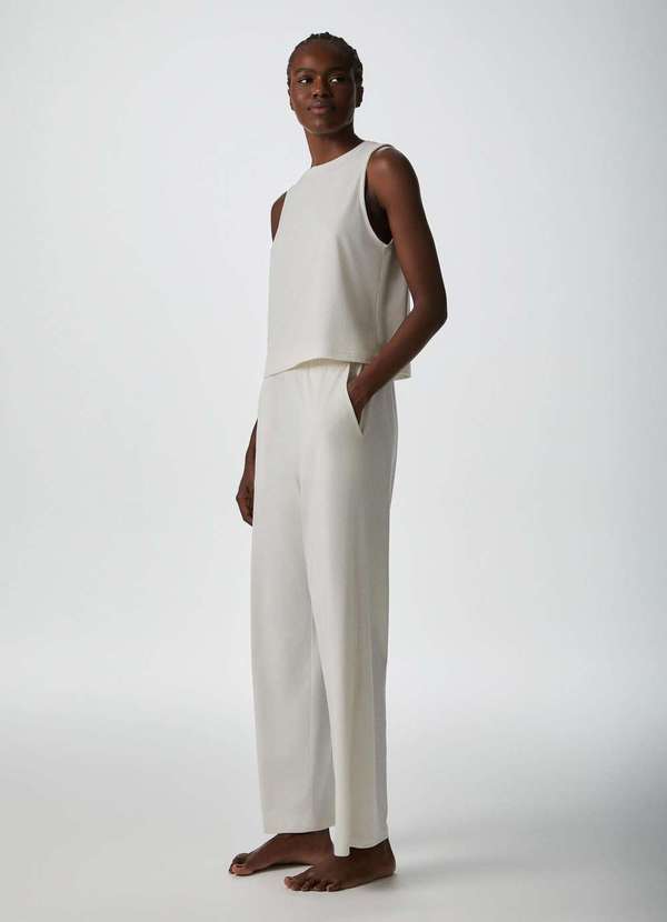 Hering - Pijama Longo Feminino com Regata Nude