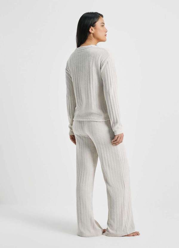 Hering - Pijama Longo Feminino em Trico Chenille Branco 3