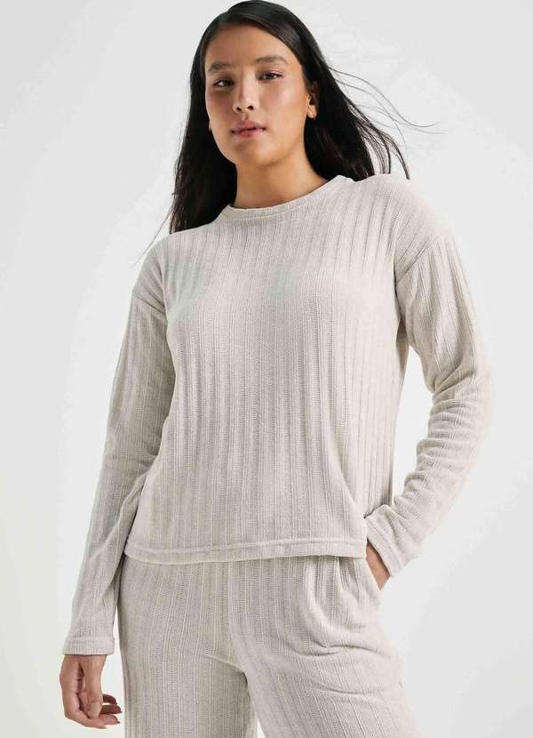 Hering - Pijama Longo Feminino em Trico Chenille Branco 4