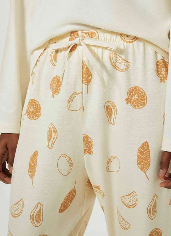 Hering - Pijama Longo Feminino Estampado Branco 4