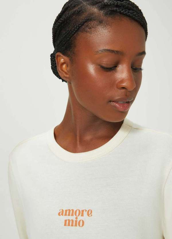 Hering - Pijama Longo Feminino Estampado Branco 5