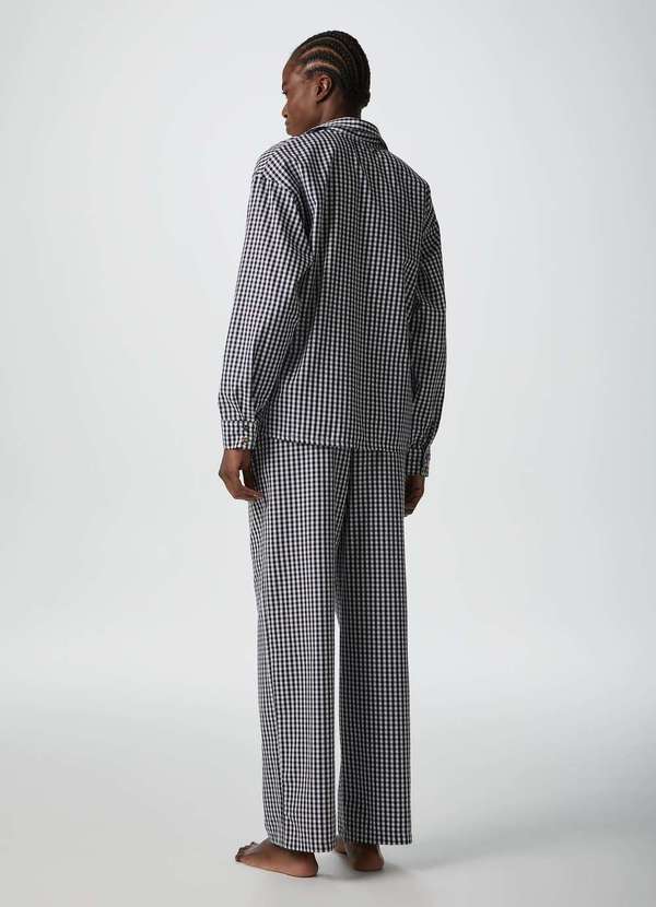 Hering - Pijama Longo Feminino Fio Tinto Xadrez Preto 3