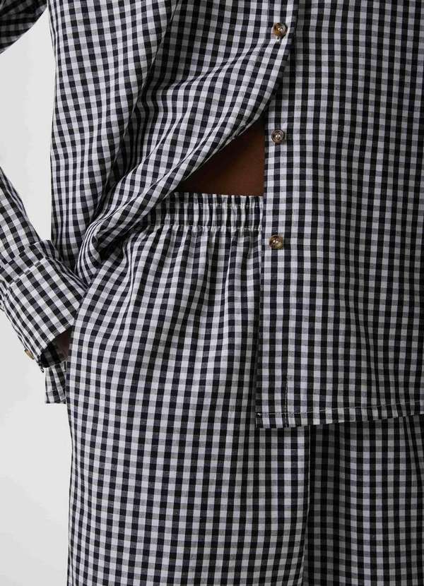 Hering - Pijama Longo Feminino Fio Tinto Xadrez Preto 4