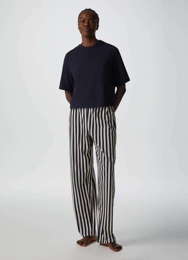Hering - Pijama Longo Feminino Manga Curta Azul