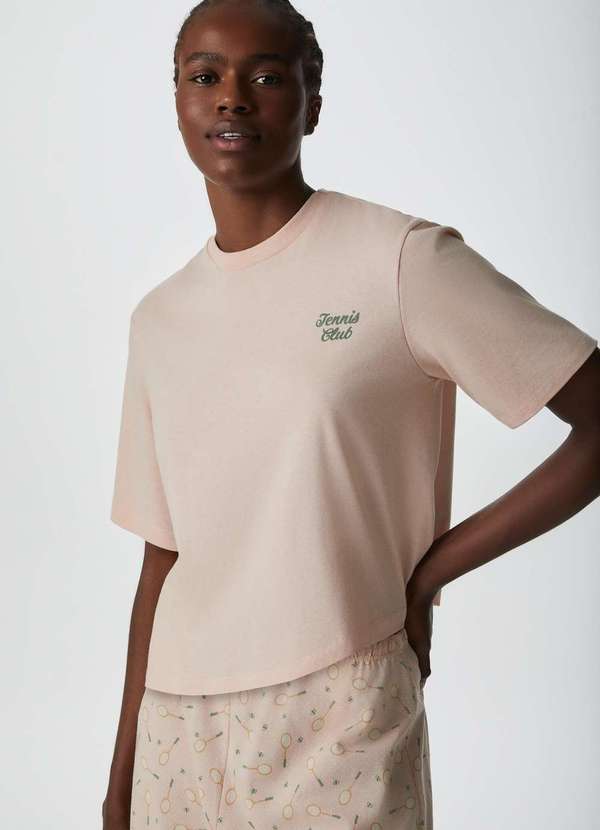 Hering - Pijama Longo Feminino Manga Curta Rosa 2