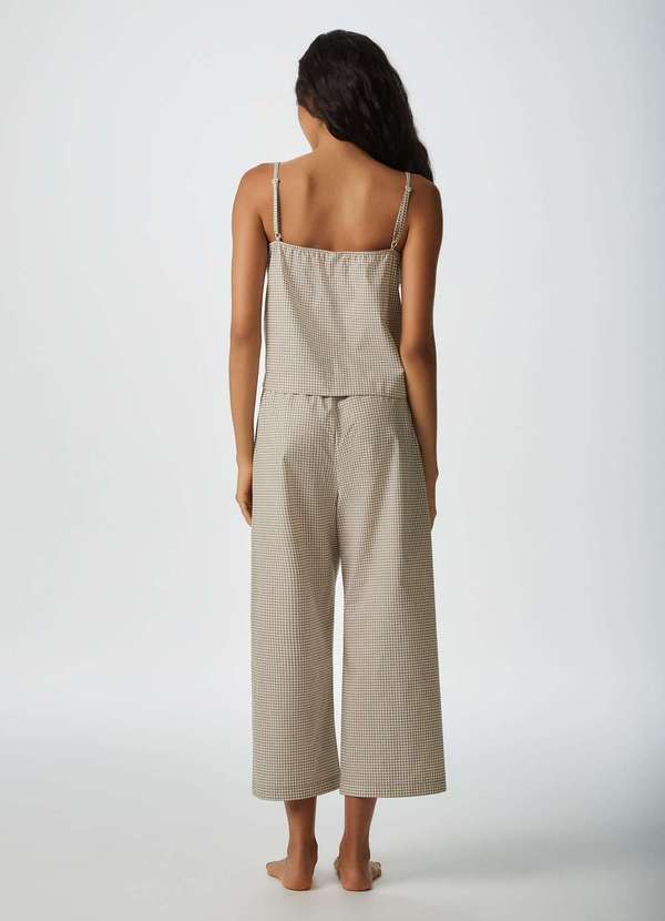 Hering - Pijama Longo Feminino Xadrez Marrom 2