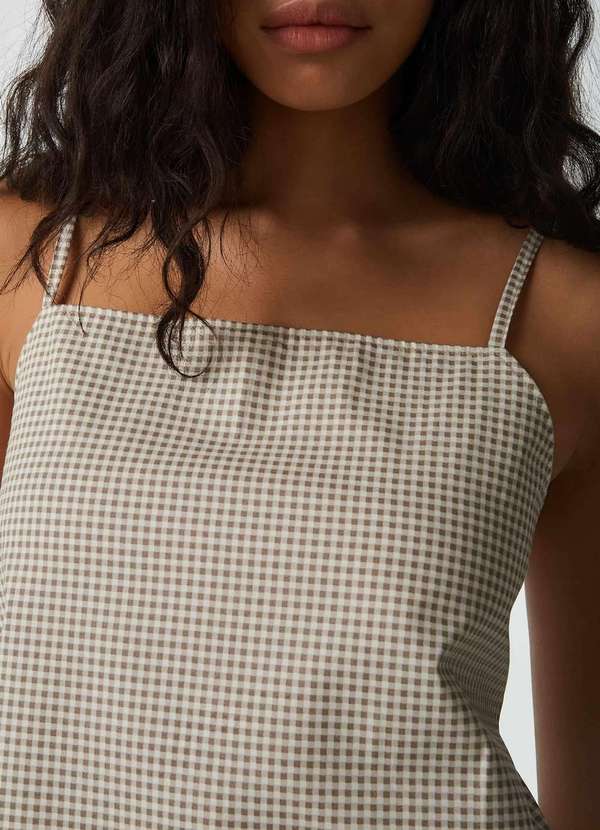 Hering - Pijama Longo Feminino Xadrez Marrom 3