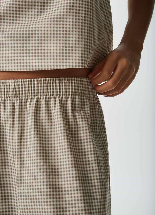 Hering - Pijama Longo Feminino Xadrez Marrom 4