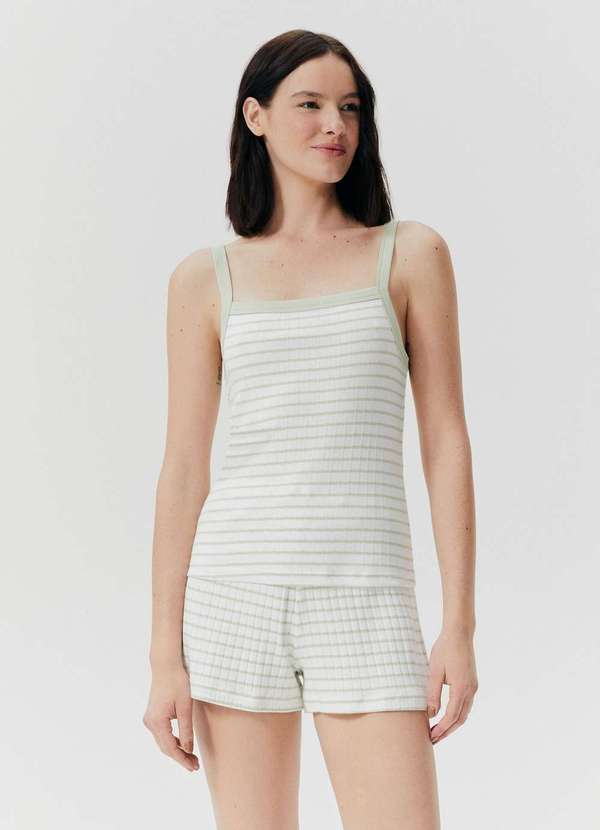 Hering Intimates - Regata Avulsa em Ribana Canelada Verde