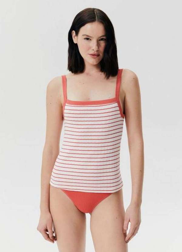 Hering Intimates - Regata Avulsa em Ribana Canelada Vermelho