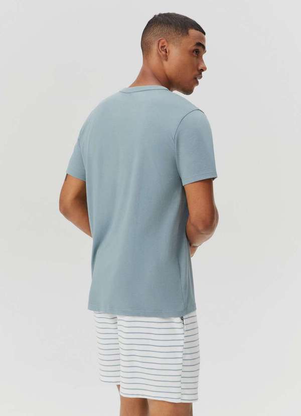 Hering - Pijama Curto Masculino com Shorts Listrado Azul 5