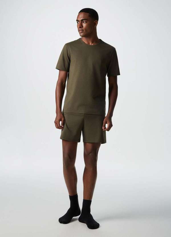 Hering - Pijama Curto Masculino Comfort em Algodao Pima Verde