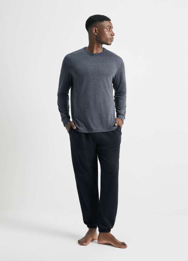 Hering - Pijama Longo Masculino Comfort Cinza