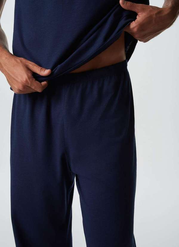 Hering - Pijama Longo Masculino em Malha Flame Azul 3