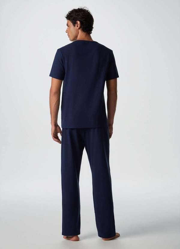 Hering - Pijama Longo Masculino em Malha Flame Azul 4