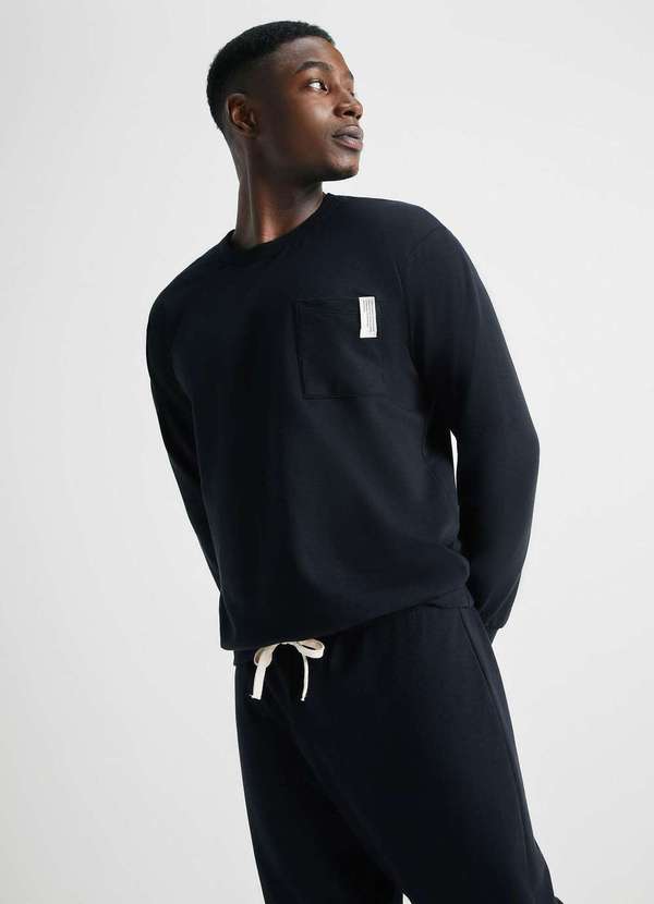 Hering - Pijama Longo Masculino em Moletinho Preto 5