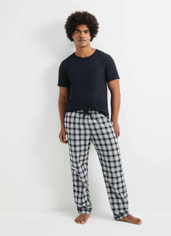 Hering - Pijama Longo Masculino Estampado Preto 1