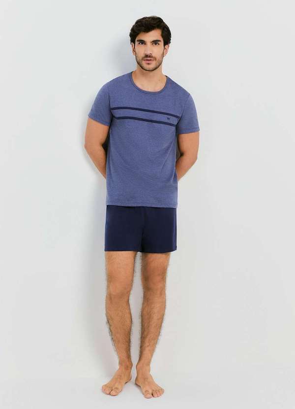 Hering - Pijama Masculino Curto em Algodao Azul