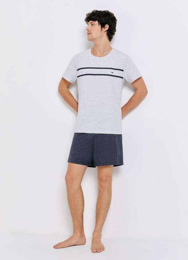 Hering - Pijama Masculino Curto em Algodao Cinza 2