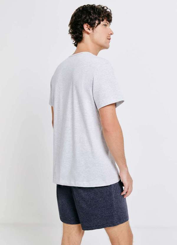 Hering - Pijama Masculino Curto em Algodao Cinza 4