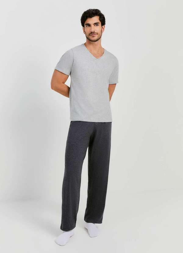 Hering - Pijama Masculino Longo Basico Cinza