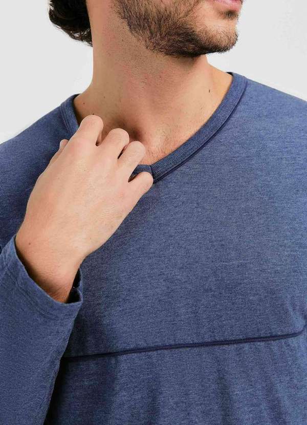 Hering - Pijama Masculino Longo com Decote V Azul 2
