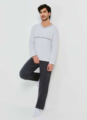 Hering - Pijama Masculino Longo com Decote V - HERING
