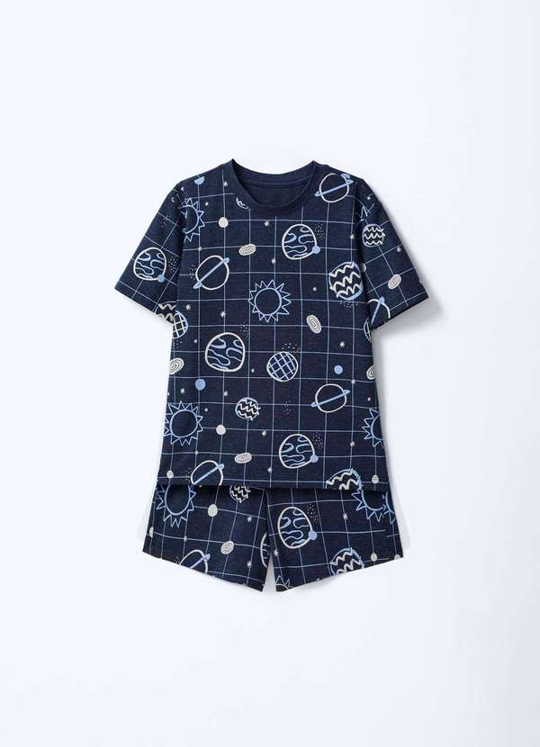 Hering - Pijama Curto Infantil Menino Box Estampado Azul