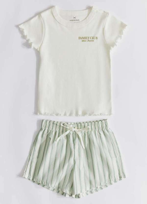 Hering Intimates - Pijama Curto Infantil Menina com Estampa Familia Branco