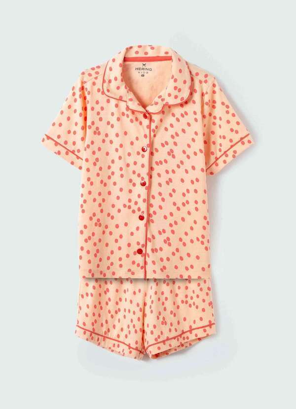Hering - Pijama Infantil Menina Curto Estampado Laranja