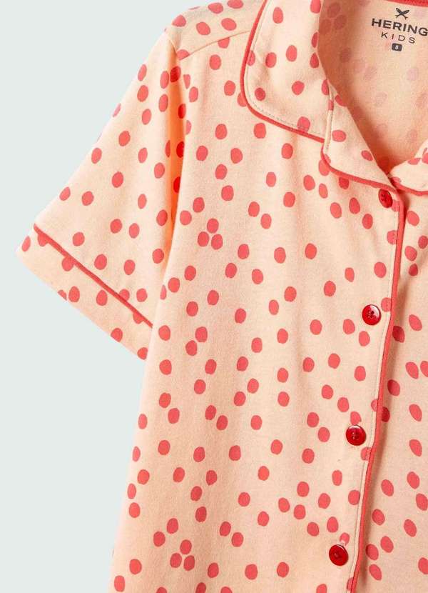 Hering - Pijama Infantil Menina Curto Estampado Laranja 4