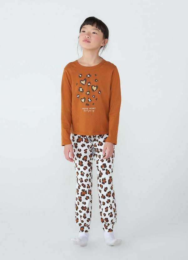 Hering Kids - Pijama Infantil Menina Longo Estampado Tam 1 a 16 Marrom