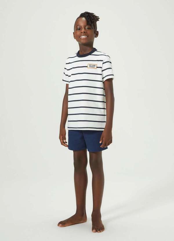 Hering - Pijama Curto Infantil Unissex Tal Pai Tal Filho Azul