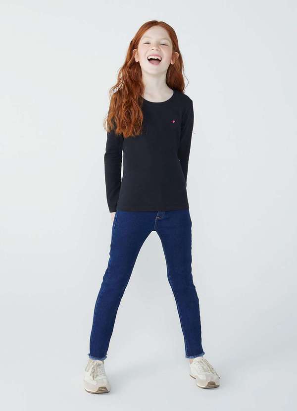 Hering Kids - Blusa Basica Infantil Menina Manga Longa com Patch Hering Kids... Preto 2