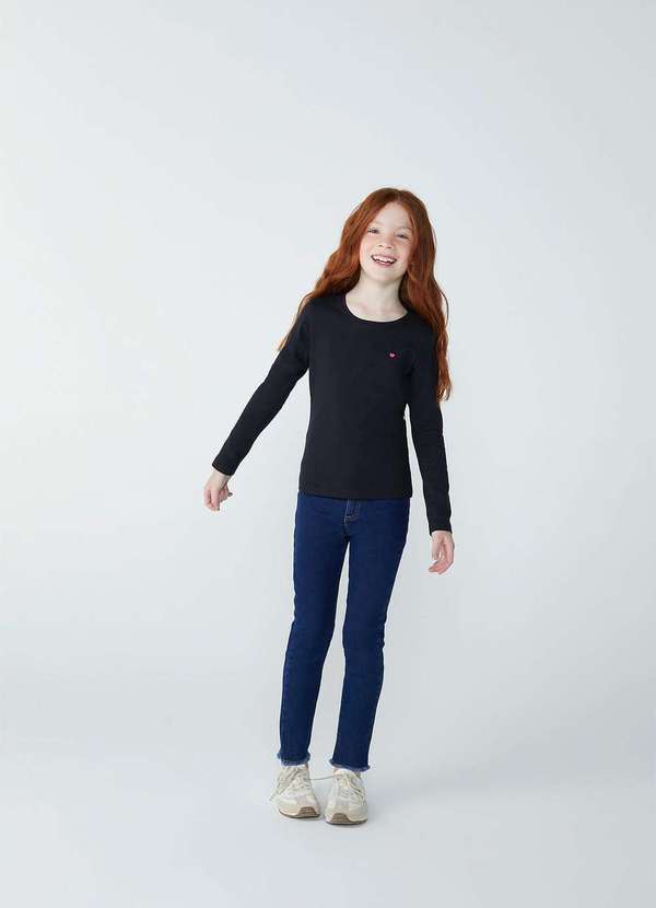 Hering Kids - Blusa Basica Infantil Menina Manga Longa com Patch Hering Kids... Preto 5
