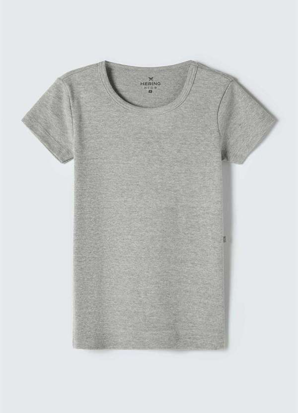 Hering - Blusa Basica Menina Manga Curta Slim Cinza