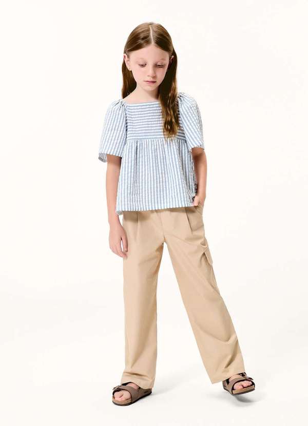 Hering - Blusa Infantil Menina Anarruga Fio Tinto Gode Azul 3