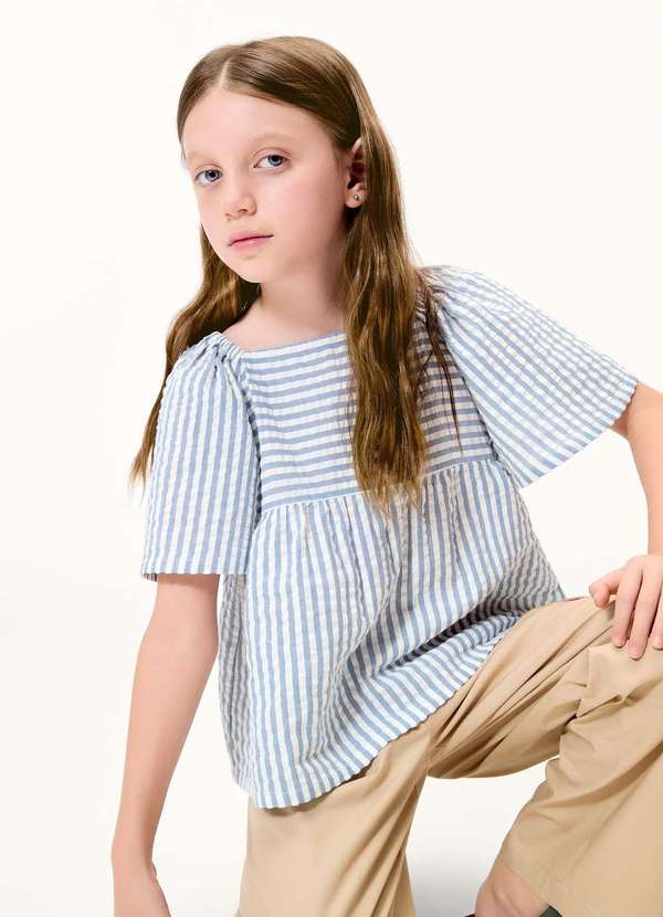 Hering - Blusa Infantil Menina Anarruga Fio Tinto Gode Azul 5